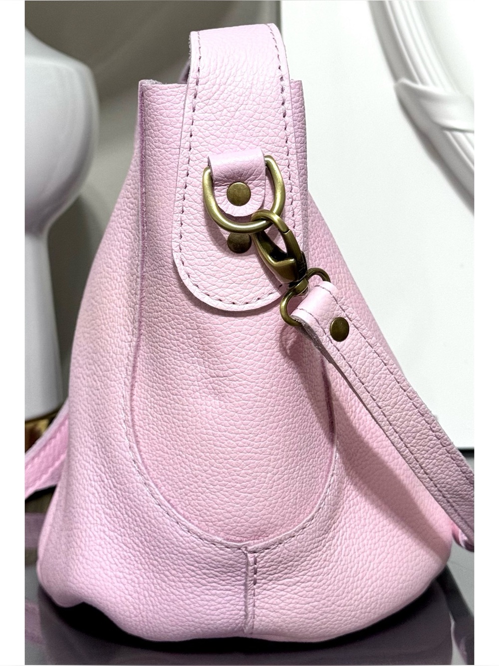 PORTLAND LEATHER LARGE BELLE BUCKET BAG, PINKABOO PINK - Picture 5 of 7